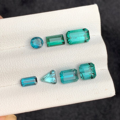 Indicolite Tourmaline, Faceted Gemstone Lot, Blue Tourmaline, Afghan Tourmaline, Jewelry Designer Supply, Loose Stones, Matching Gem Set