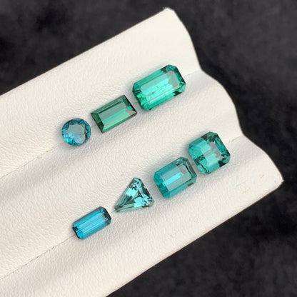 Indicolite Tourmaline, Faceted Gemstone Lot, Blue Tourmaline, Afghan Tourmaline, Jewelry Designer Supply, Loose Stones, Matching Gem Set