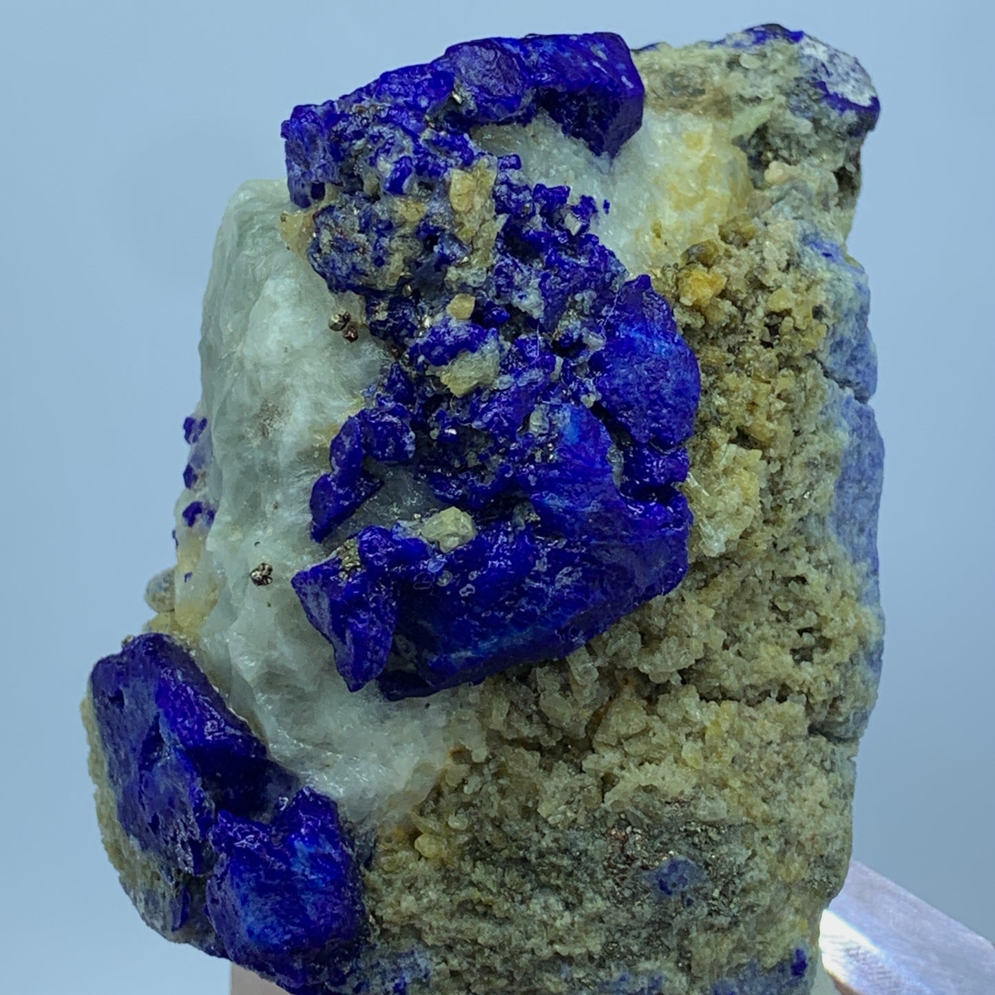 Lazurite Crystal, Crystal on Matrix, Pyrite Lazurite, 970 Carat, Fluorescent Mineral, UV Reactive Crystal, Blue Crystal, Afghan Lazurite, Lapis Lazuli Specimen, Rare Collector Mineral, Golden Pyrite