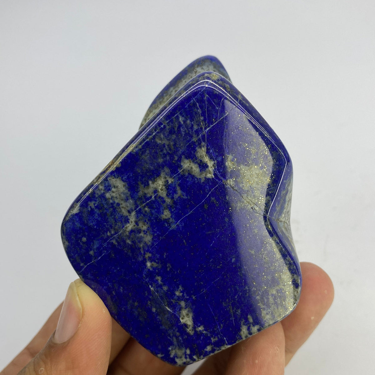 Main face of 9.3 cm Afghan Lapis Lazuli freeform
3.1 cm deep side of solid polished Lapis Lazuli