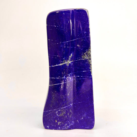 Polished Lapis Lazuli block with golden Pyrite veins
Royal blue Lapis Lazuli centerpiece from Badakhshan