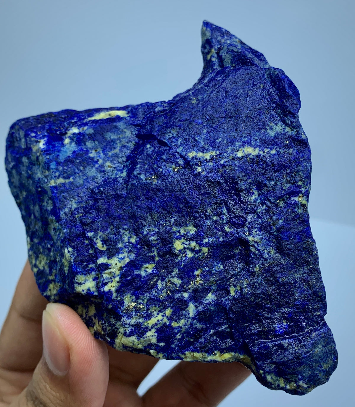 Raw Lapis Lazuli broad specimen from Badakhshan
Thick Lapis Lazuli cabinet specimen with golden Pyrite