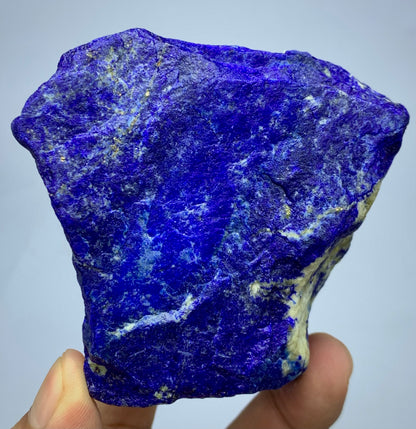 483g raw Lapis Lazuli specimen with Pyrite veins
Lapis Lazuli rough specimen, front angle, deep blue color