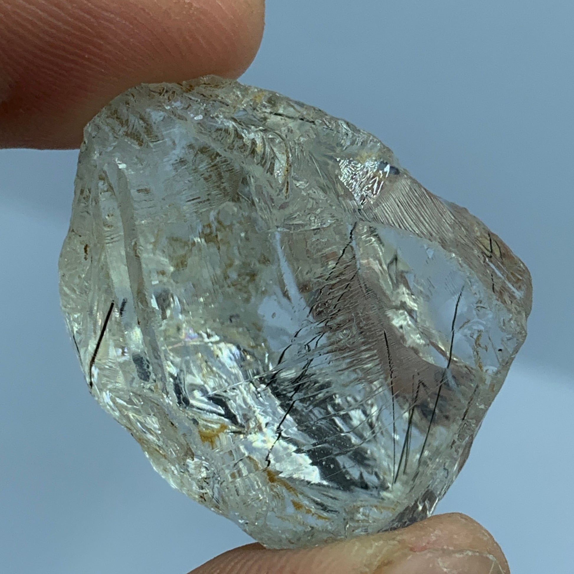 Rutilated Quartz, Black Rutile Quartz, Etched Quartz, Quartz Crystal, Raw Crystal, Natural Mineral, 85 Carat Quartz, Pakistan Mineral, Clear Quartz, Quartz Specimen, Healing Crystal, Gemstone Rough, Rutile Inclusions.
