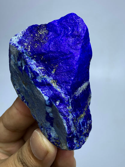 Badakhshan Lapis Lazuli specimen, natural rough texture
Lapis Lazuli specimen, angled view highlighting depth