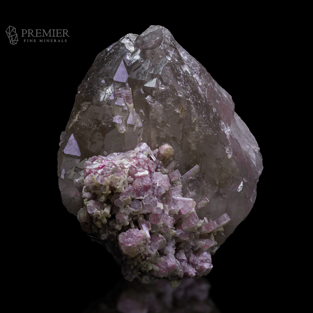 Quartz, Smoky Quartz, Elestial, Pink Tourmaline, Rubellite, Tourmaline, Combination Specimen, 5.05 Kilograms, 25250 Carats, Afghanistan Mineral, Raw Crystal, Collector Grade, Museum Quality, Giant Crystal