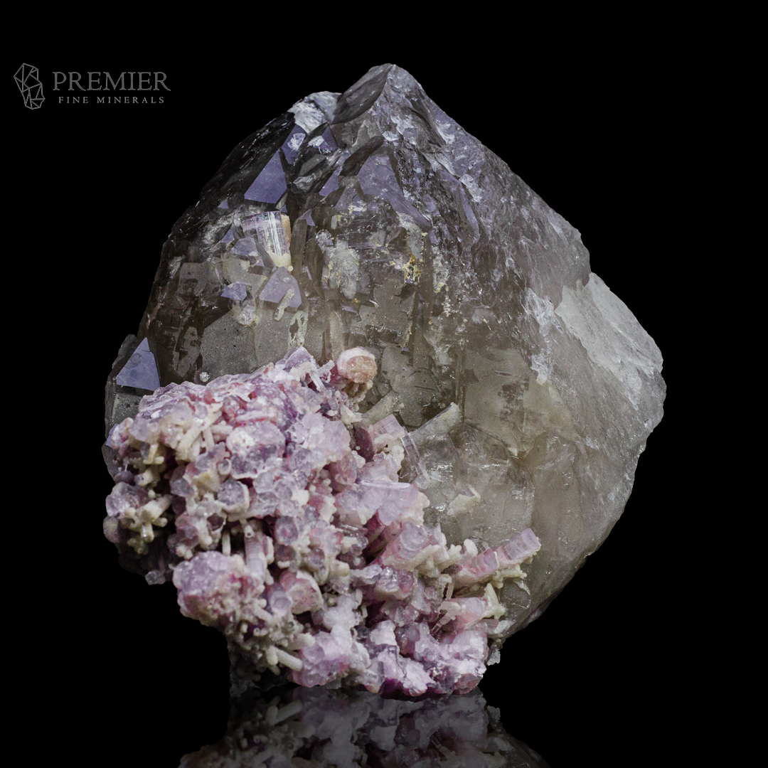 Quartz, Smoky Quartz, Elestial, Pink Tourmaline, Rubellite, Tourmaline, Combination Specimen, 5.05 Kilograms, 25250 Carats, Afghanistan Mineral, Raw Crystal, Collector Grade, Museum Quality, Giant Crystal