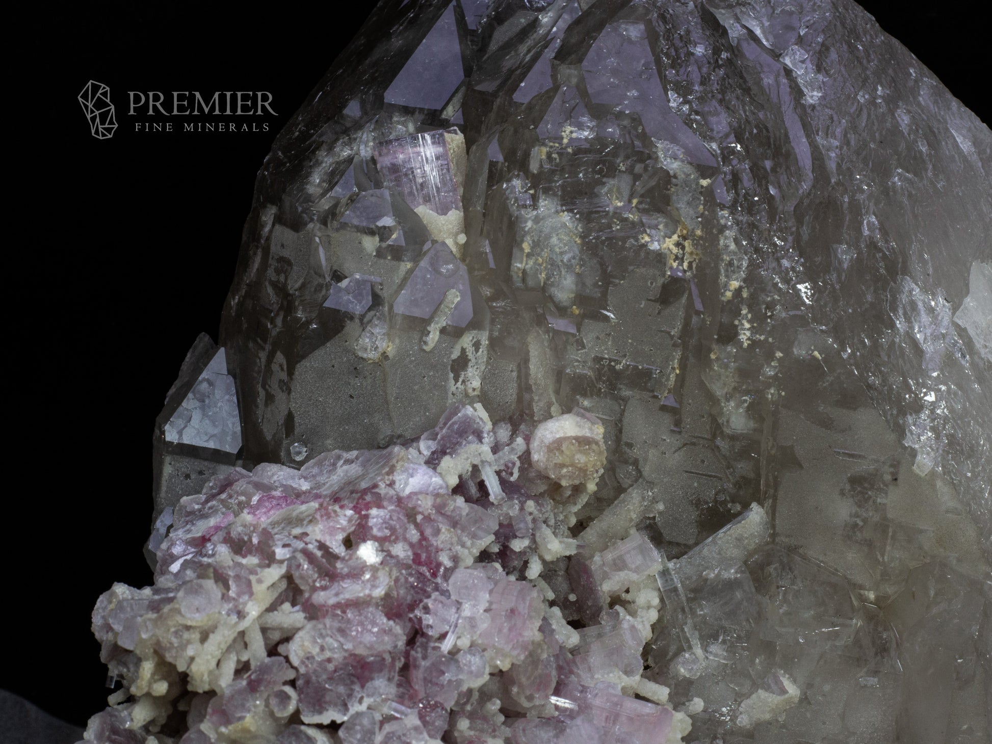 Quartz, Smoky Quartz, Elestial, Pink Tourmaline, Rubellite, Tourmaline, Combination Specimen, 5.05 Kilograms, 25250 Carats, Afghanistan Mineral, Raw Crystal, Collector Grade, Museum Quality, Giant Crystal