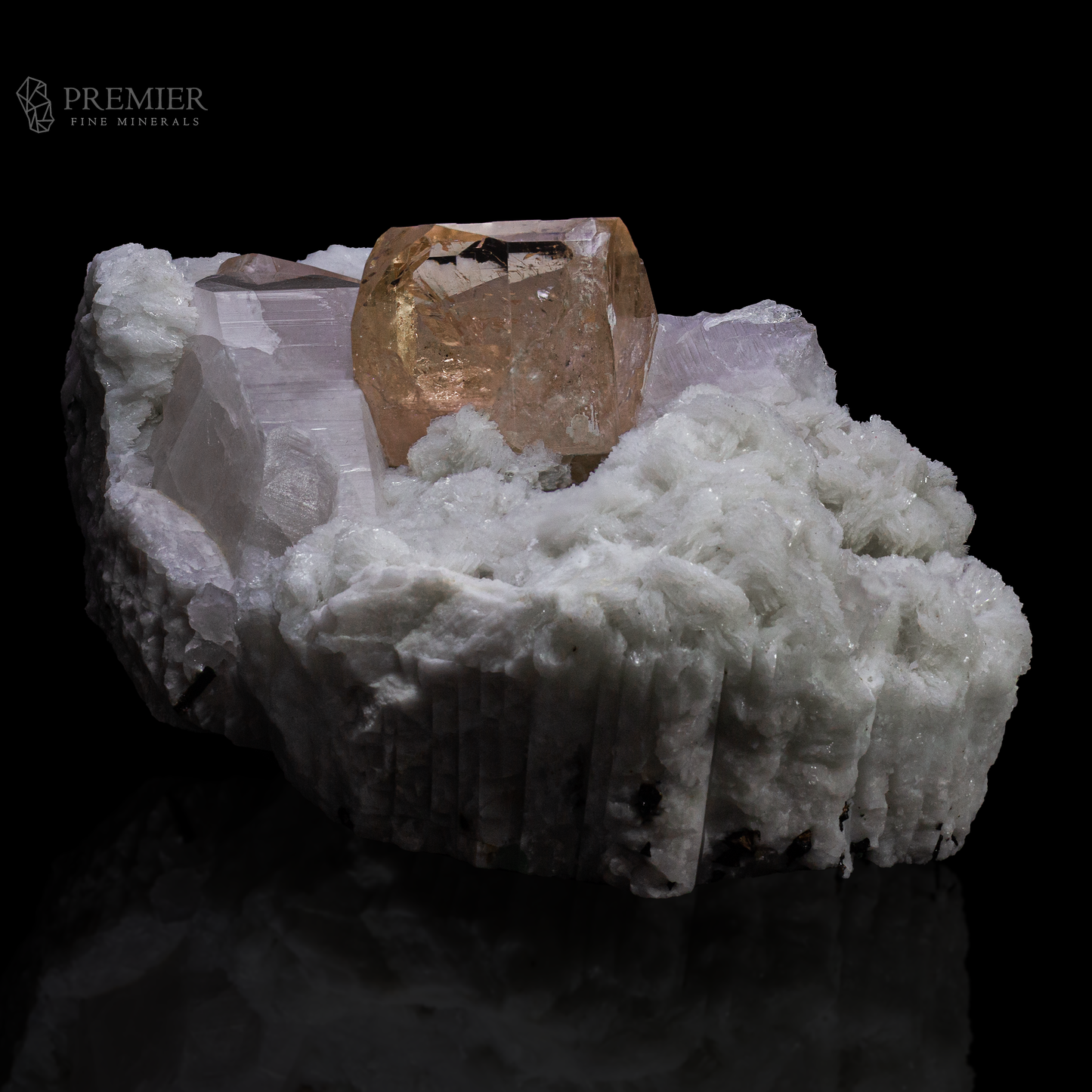 topaz Crystals standing on quartz and feldspar matrix Imperial Topaz, Topaz, Quartz, Feldspar, Combination Specimen, 11.4 Kilograms, 57000 Carats, Pakistan Mineral, Skardu, Himalayan, Museum Quality, Giant Crystal, On Matrix, Clear Topaz