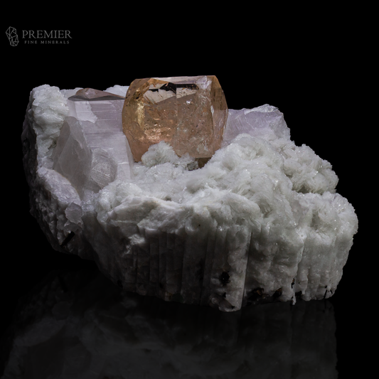 topaz Crystals standing on quartz and feldspar matrix Imperial Topaz, Topaz, Quartz, Feldspar, Combination Specimen, 11.4 Kilograms, 57000 Carats, Pakistan Mineral, Skardu, Himalayan, Museum Quality, Giant Crystal, On Matrix, Clear Topaz