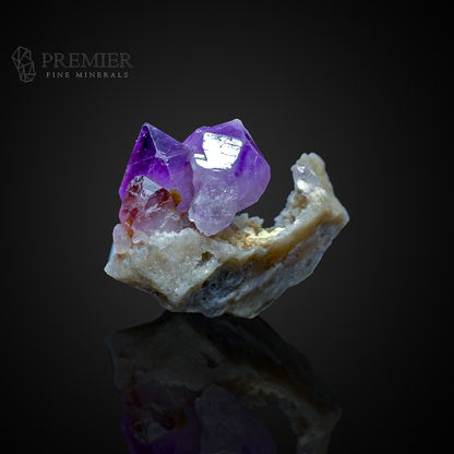 Amethyst, Quartz, Twin Crystal, Rare Twin, 15.33 Grams, 76.6 Carats, Afghanistan Mineral, Rare Mineral, Purple Crystal, On Matrix, Miniature Specimen, Healing Crystal, Crystal Habit