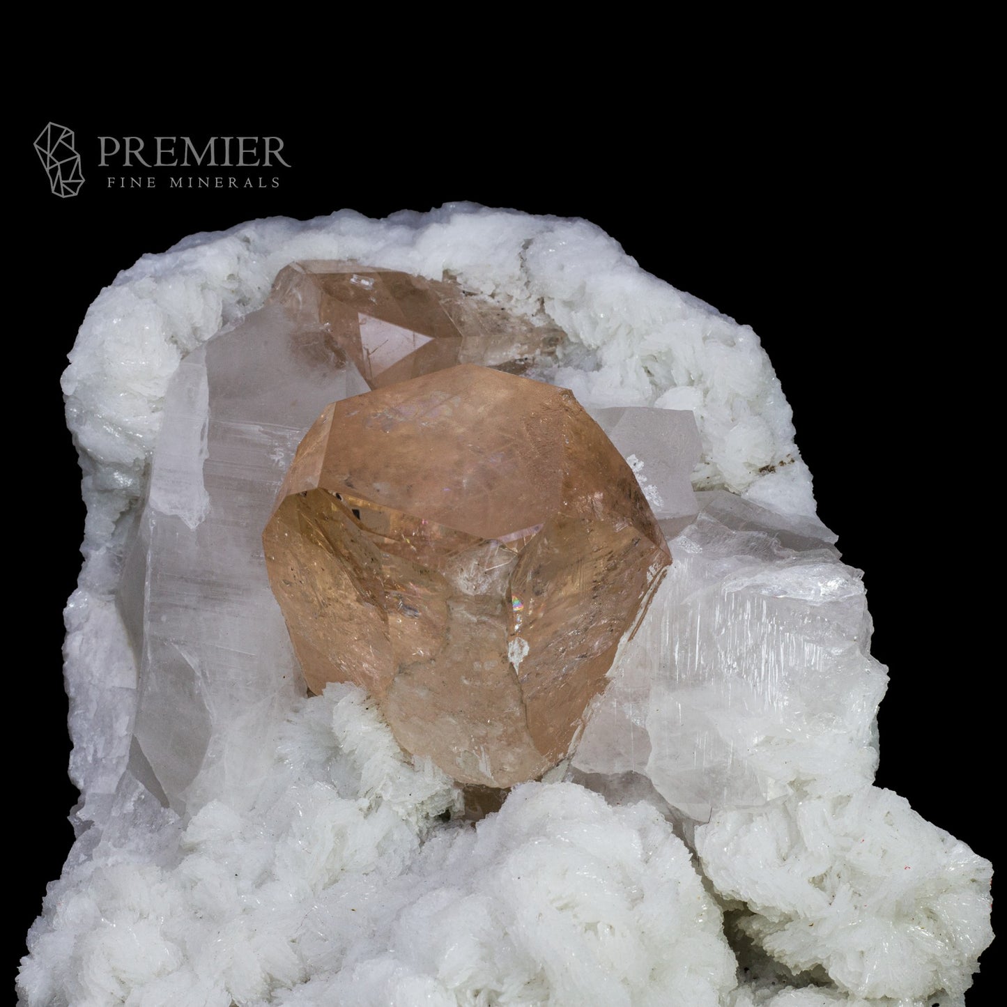 topaz Crystals standing on quartz and feldspar matrix Imperial Topaz, Topaz, Quartz, Feldspar, Combination Specimen, 11.4 Kilograms, 57000 Carats, Pakistan Mineral, Skardu, Himalayan, Museum Quality, Giant Crystal, On Matrix, Clear Topaz