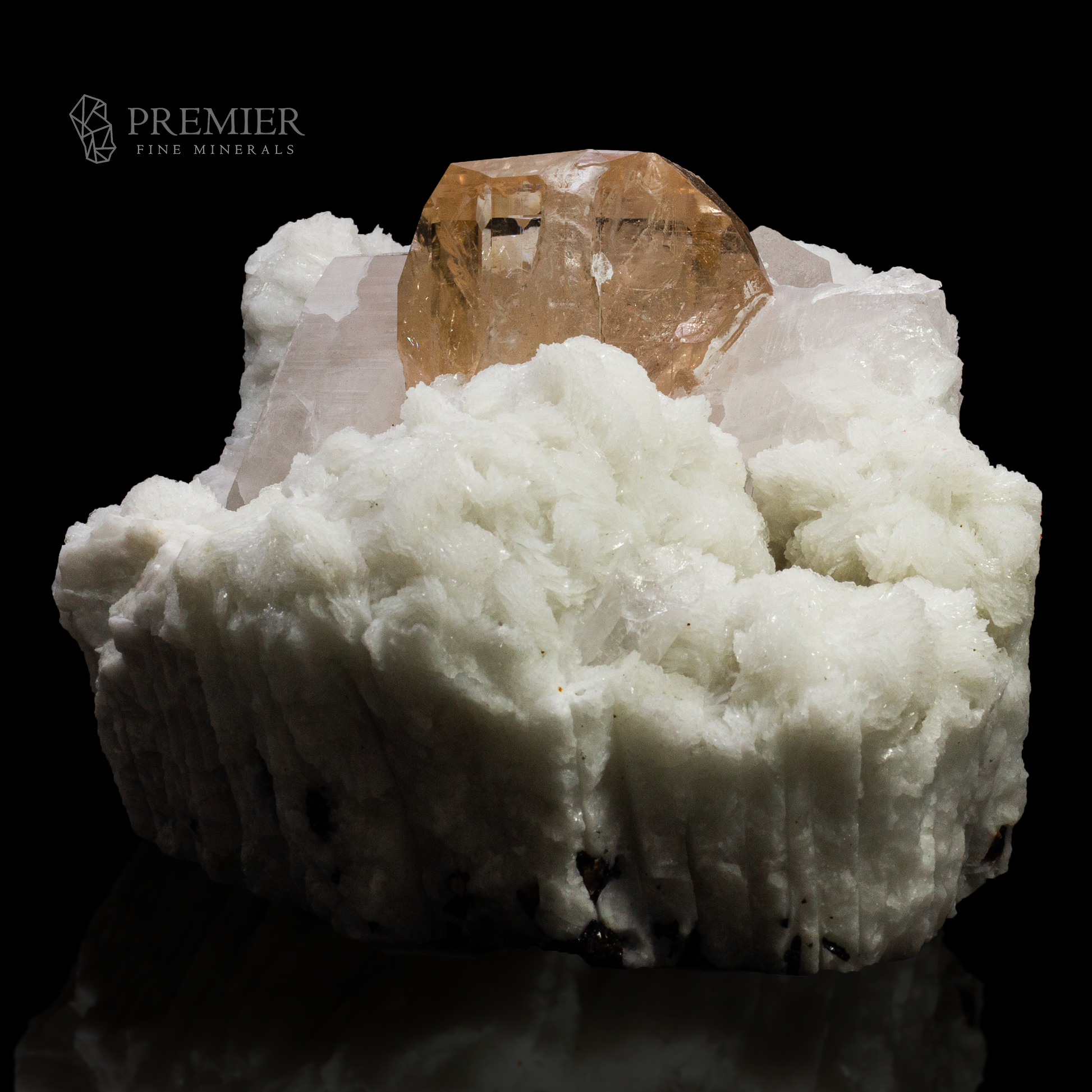 topaz Crystals standing on quartz and feldspar matrix Imperial Topaz, Topaz, Quartz, Feldspar, Combination Specimen, 11.4 Kilograms, 57000 Carats, Pakistan Mineral, Skardu, Himalayan, Museum Quality, Giant Crystal, On Matrix, Clear Topaz