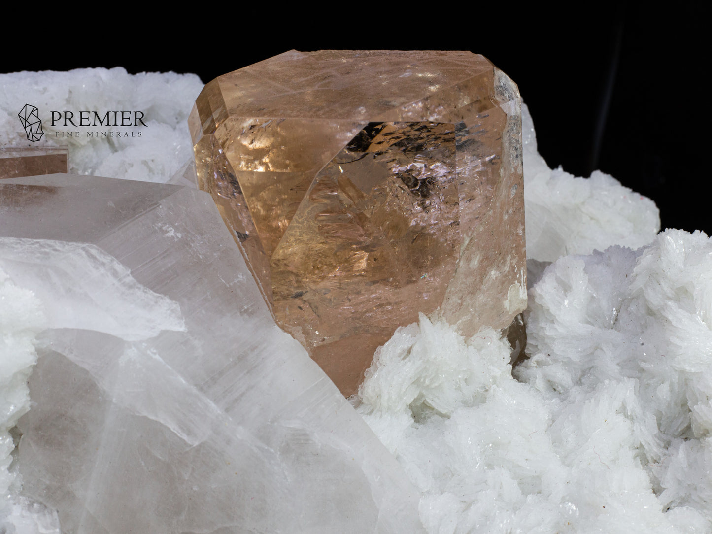topaz Crystals standing on quartz and feldspar matrix Imperial Topaz, Topaz, Quartz, Feldspar, Combination Specimen, 11.4 Kilograms, 57000 Carats, Pakistan Mineral, Skardu, Himalayan, Museum Quality, Giant Crystal, On Matrix, Clear Topaz