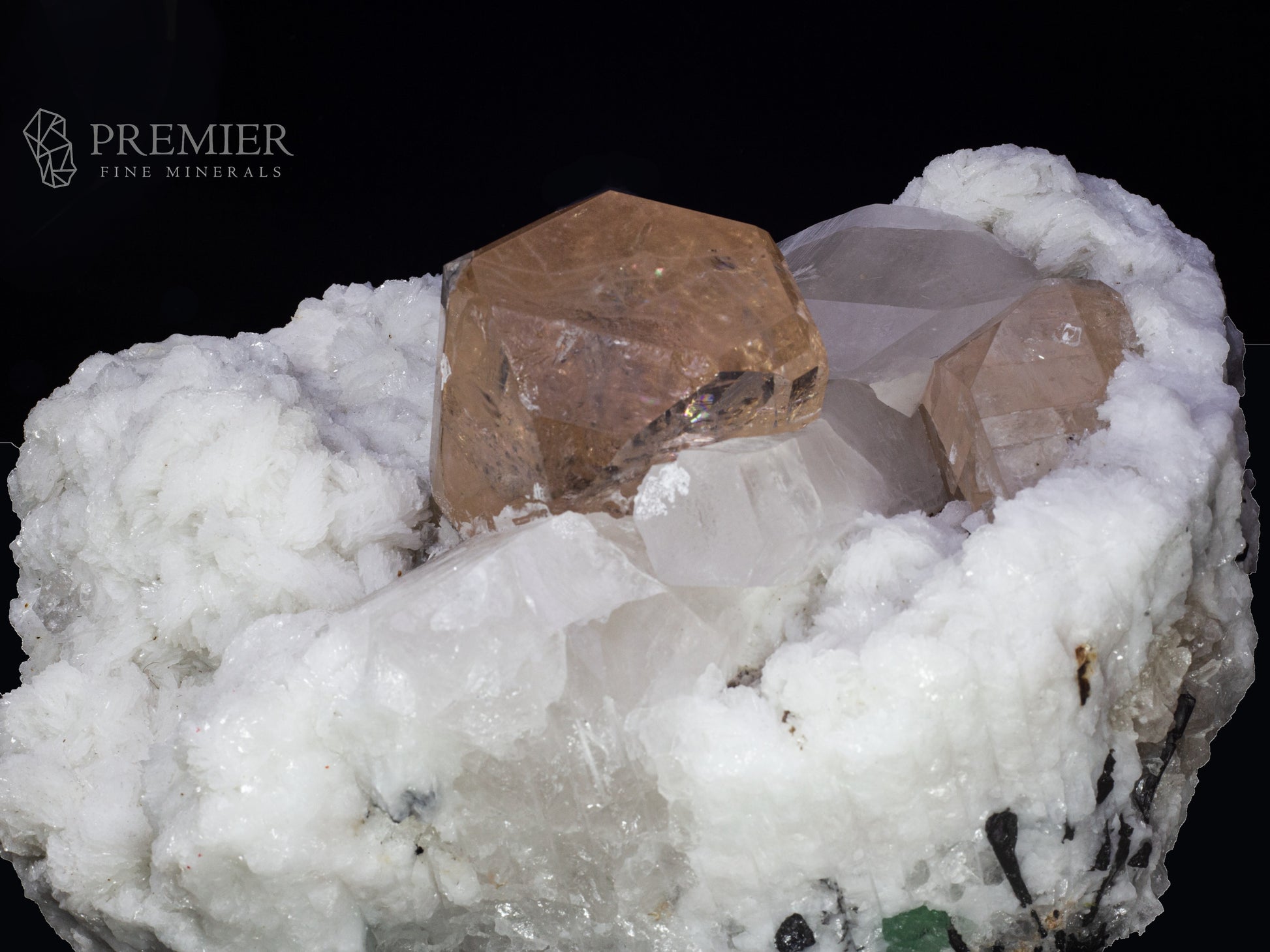 topaz Crystals standing on quartz and feldspar matrix Imperial Topaz, Topaz, Quartz, Feldspar, Combination Specimen, 11.4 Kilograms, 57000 Carats, Pakistan Mineral, Skardu, Himalayan, Museum Quality, Giant Crystal, On Matrix, Clear Topaz
