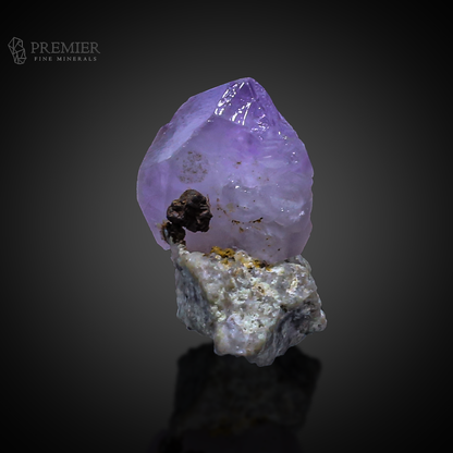 Etched Amethyst, Amethyst, Quartz, Siderite, Combination Specimen, 26 Grams, 130 Carats, Afghanistan Mineral, Purple Crystal, On Matrix, Rare Etching, Collector Miniature