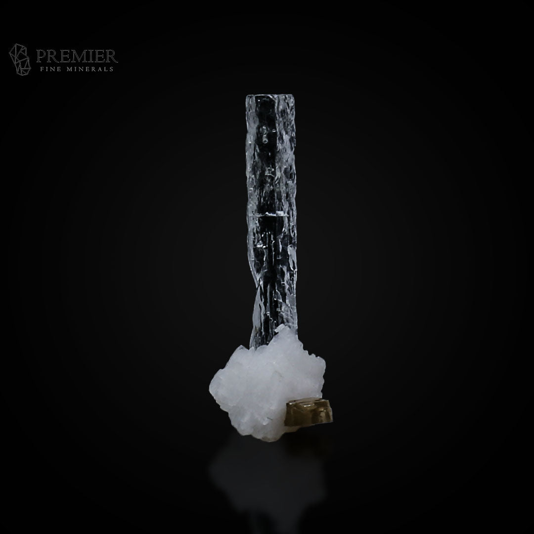 Aquamarine, Beryl, Etched Crystal, Geometric Pattern, Terminated, Feldspar, Muscovite, Combination Specimen, 4.45 Carats, 0.89 Grams, Pakistan Mineral, Collector Grade, Thumbnail