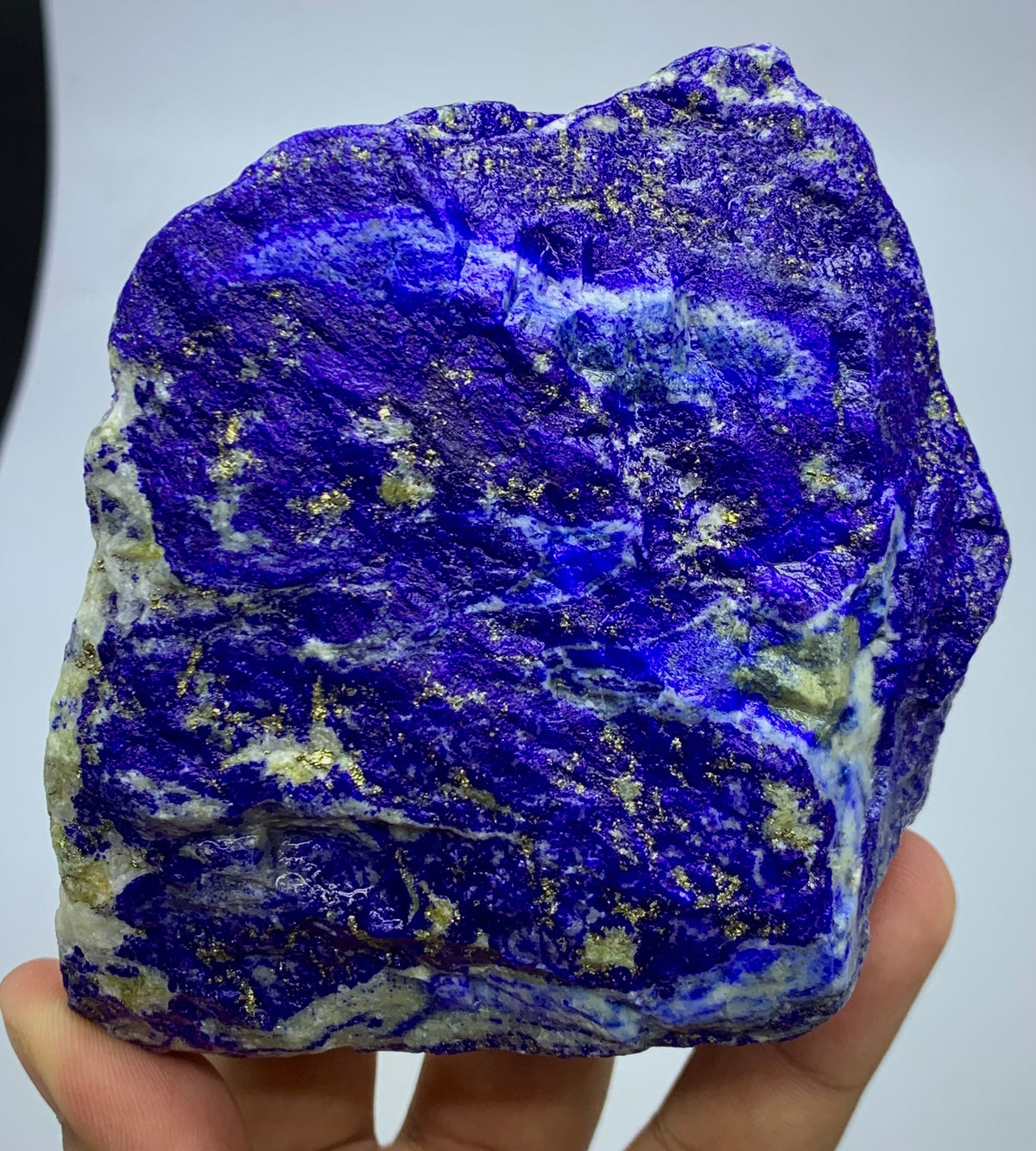 Afghan Lapis Lazuli, angled view highlighting depth
Wide-format Lapis Lazuli specimen, full piece overview