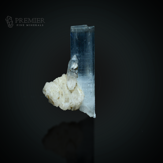 Aquamarine, Beryl, Thumbnail Specimen, 7.45 Carats, 1.49 Grams, Skardu Pakistan, Quartz on Matrix, Feldspar, Blue Crystal, Collector Specimen, Throat Chakra, Miniature Mineral