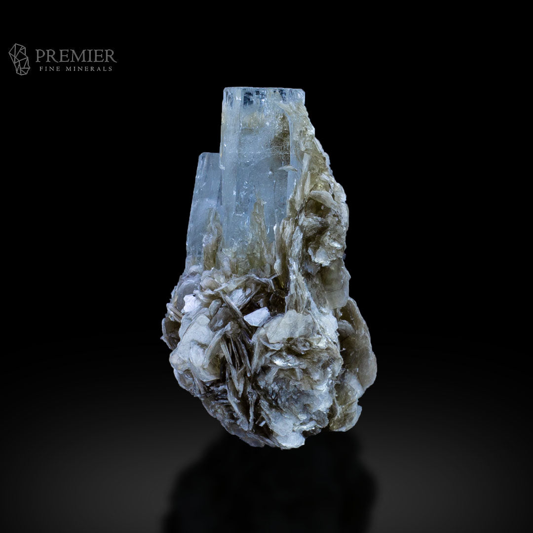 Aquamarine, Beryl, Muscovite, Mica, Cluster, Combination Specimen, 18 Grams, 90 Carats, Pakistan Mineral, Skardu, Raw Crystal, Collector Grade, Miniature Specimen, Gem Quality