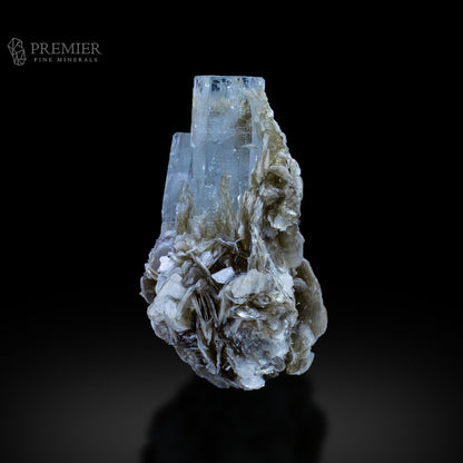 Aquamarine, Beryl, Muscovite, Mica, Cluster, Combination Specimen, 18 Grams, 90 Carats, Pakistan Mineral, Skardu, Raw Crystal, Collector Grade, Miniature Specimen, Gem Quality