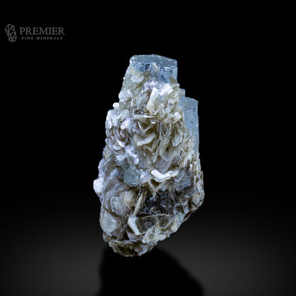 Aquamarine, Beryl, Muscovite, Mica, Cluster, Combination Specimen, 18 Grams, 90 Carats, Pakistan Mineral, Skardu, Raw Crystal, Collector Grade, Miniature Specimen, Gem Quality