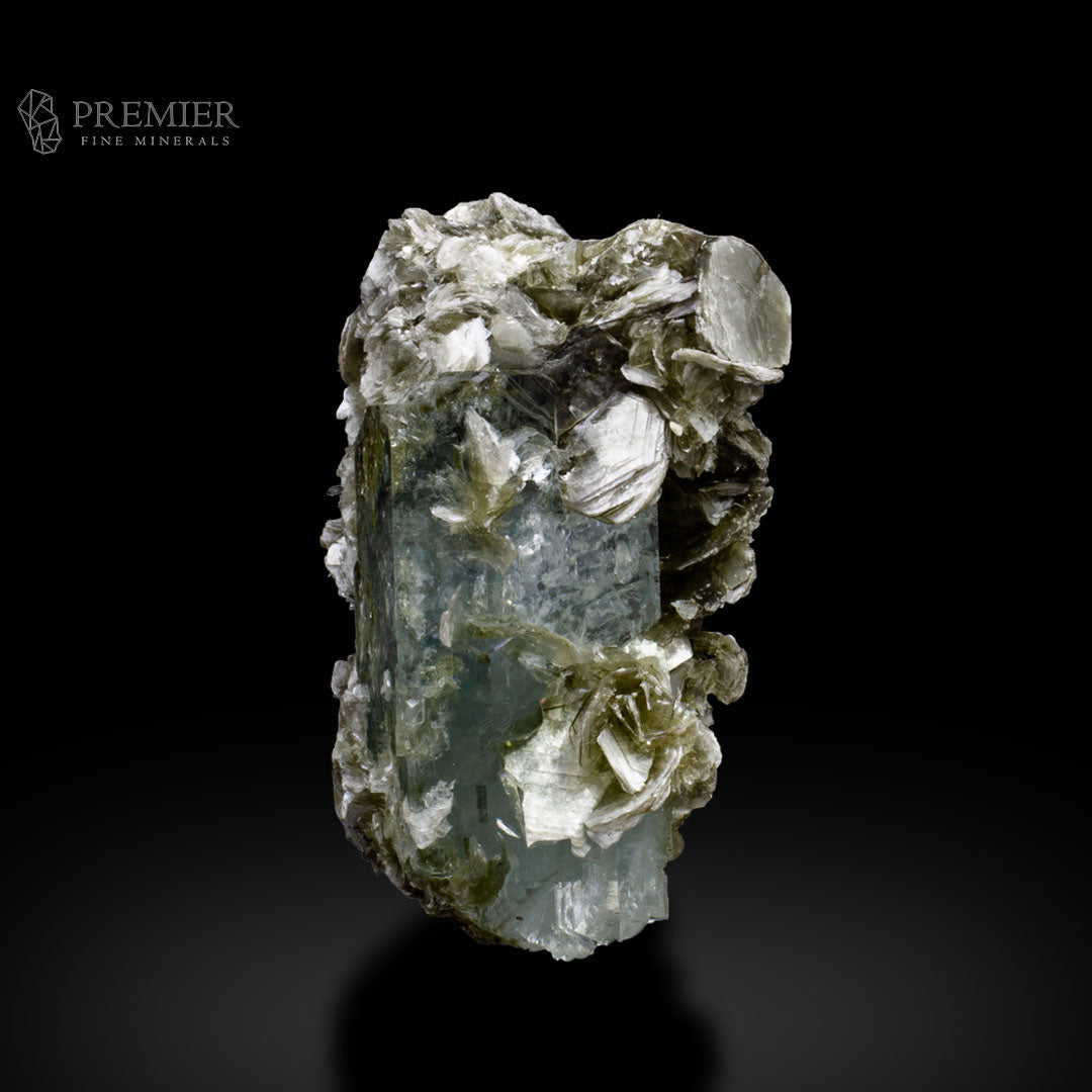 Aquamarine, Beryl, Double Terminated, DT, Mica Inclusion, Muscovite, Cluster, Combination Specimen, 60 Grams, 300 Carats, Pakistan Mineral, Skardu, Raw Crystal, Collector Grade, Miniature Specimen, Unique