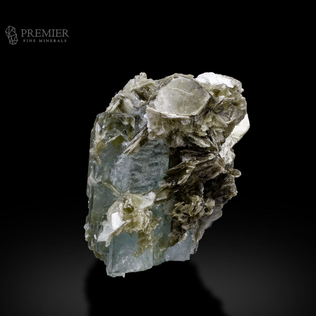 Aquamarine, Beryl, Double Terminated, DT, Mica Inclusion, Muscovite, Cluster, Combination Specimen, 60 Grams, 300 Carats, Pakistan Mineral, Skardu, Raw Crystal, Collector Grade, Miniature Specimen, Unique