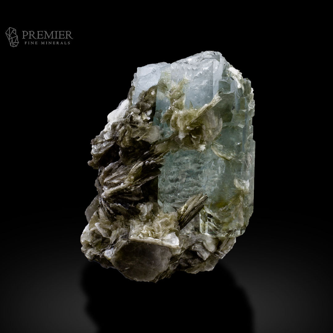 Aquamarine, Beryl, Double Terminated, DT, Mica Inclusion, Muscovite, Cluster, Combination Specimen, 60 Grams, 300 Carats, Pakistan Mineral, Skardu, Raw Crystal, Collector Grade, Miniature Specimen, Unique