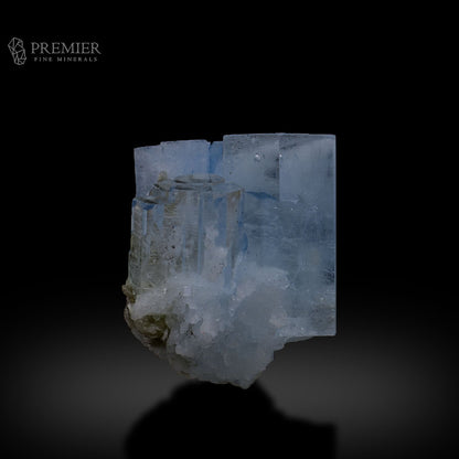 Double Terminated Aquamarine Cluster with Rare Bubble