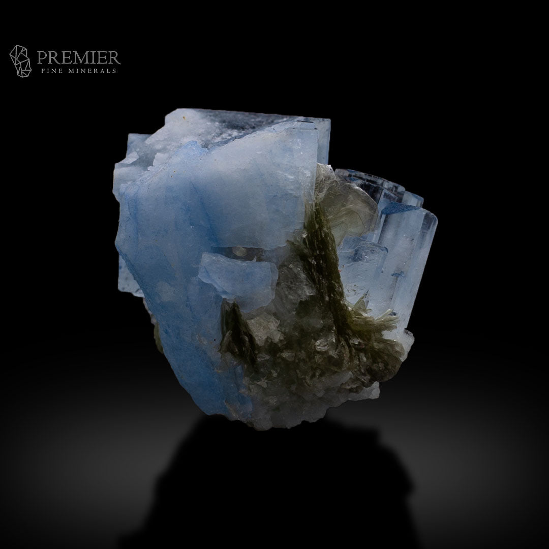 Double Terminated Aquamarine Cluster with Rare Bubble