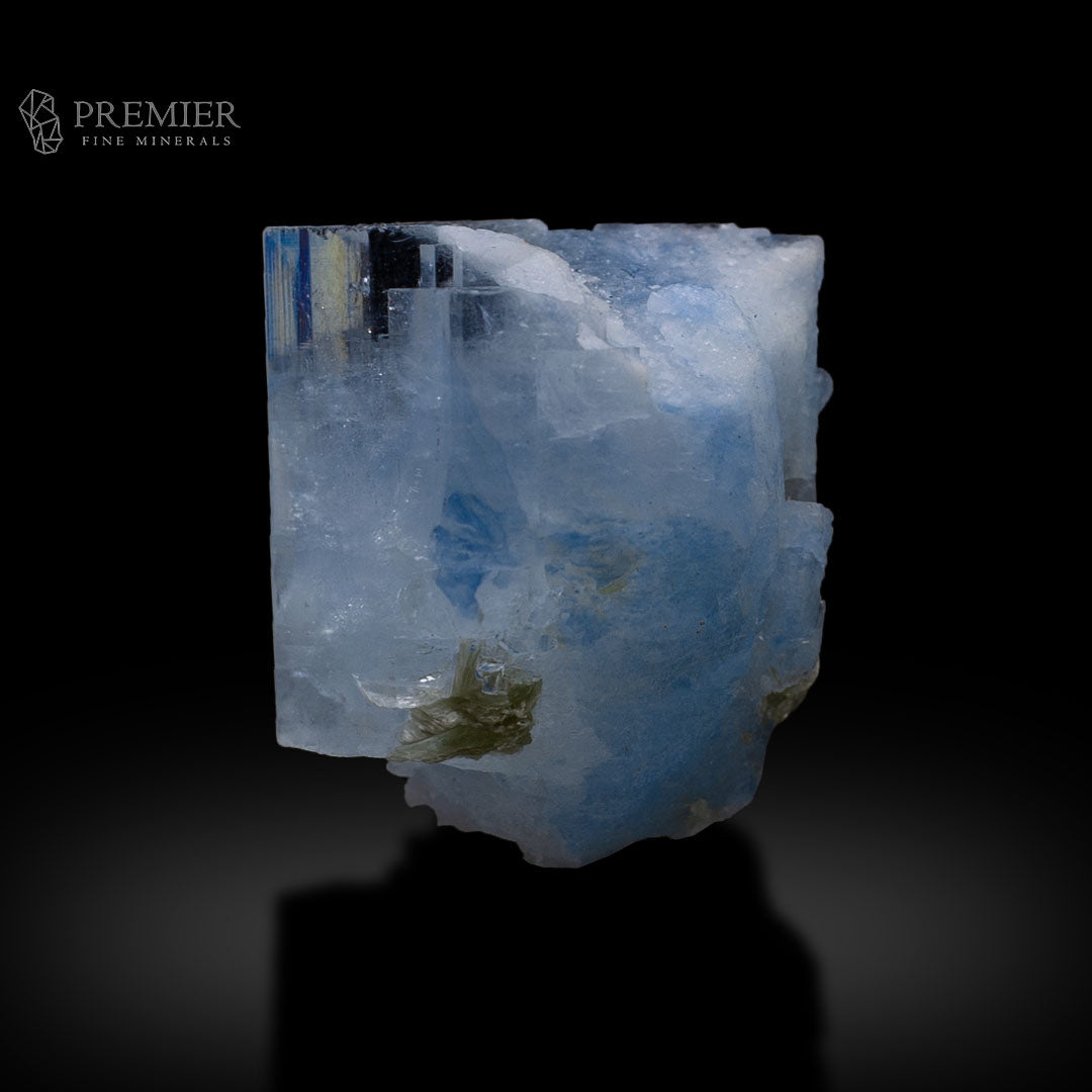 Double Terminated Aquamarine Cluster with Rare Bubble