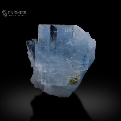 Double Terminated Aquamarine Cluster with Rare Bubble