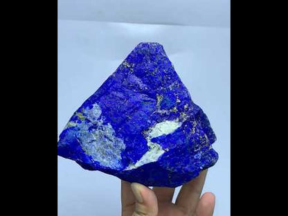 Triangular Blue Lapis Lazuli Crystal Specimen with Gold Pyrite Veins