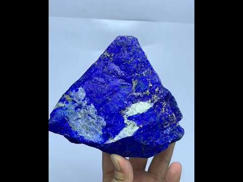 Triangular Blue Lapis Lazuli Crystal Specimen with Gold Pyrite Veins