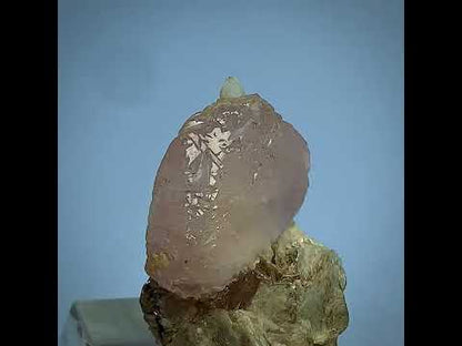 Etched Morganite , Calcite on Matrix - Afghanistan