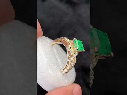 Emerald Engagement Ring - Sterling Silver - Pakistan